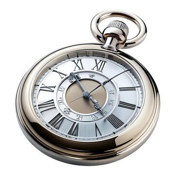 old pocket watch isolated on white background