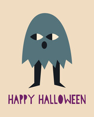 Spooky Ghost Character Vector Illustration for Halloween. Ideal for festive Halloween greetings and designs.