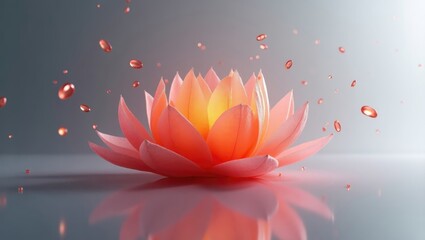 Makhana. Pink lotus flower floating calm water petals glow serene medi
