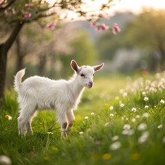 Obraz premium little goat on the meadow