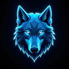 wolf head on blue background