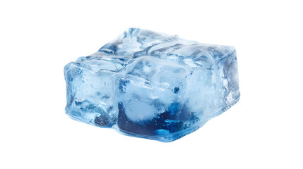 Obraz premium A single translucent ice cube with slight blue tint isolated against a black background image studio shot