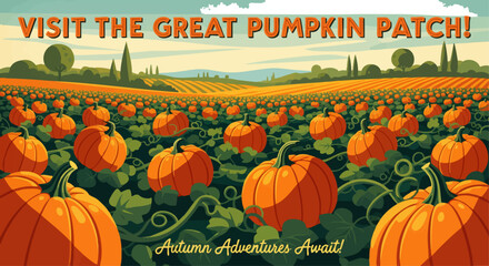 A Field of Orange Pumpkins