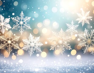 Naklejka premium Sparkling snowflakes on a bokeh background