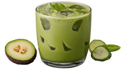 Refreshing Green Avocado Cucumber Smoothie with Ice