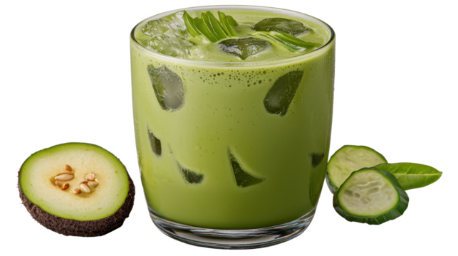 Refreshing Green Avocado Cucumber Smoothie with Ice
