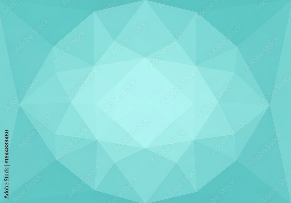 Poster geometric harmony: a captivating cyan low-poly pattern displaying elegant symmetry