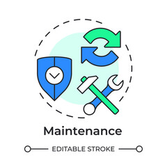 Maintenance multi color concept icon. Software engineering, security. Repair, technology. Round shape line illustration. Abstract idea. Graphic design. Easy to use in infographic, presentation