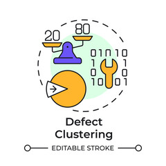 Defect clustering multi color concept icon. Software development. Coding, programming. Round shape line illustration. Abstract idea. Graphic design. Easy to use in infographic, presentation