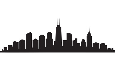 Fototapeta premium Monochromatic Silhouette of a Diverse Cityscape Featuring Prominent Skyscrapers and Architectural Diversity Against a White Background Inspiring Urban Exploration