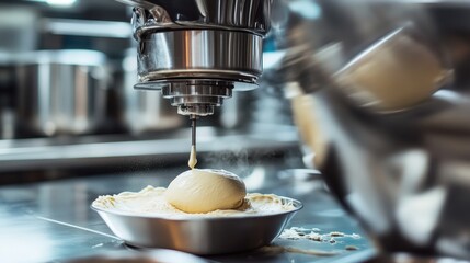 Industrial kitchens are equipped with large-capacity mixers for preparing dough, batter, and other ingredients in bulk. 