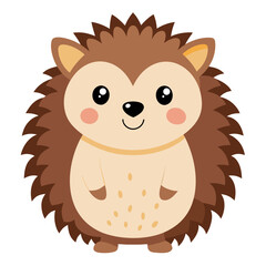 Cute cartoon hedgehog character isolated on white background