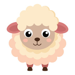 Cute cartoon sheep isolated on white background