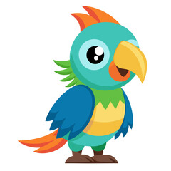 Cute cartoon parrot isolated on white background