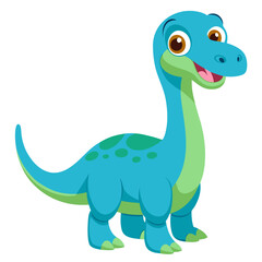 Cute cartoon blue dinosaur isolated on white background