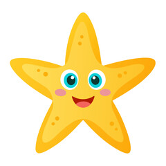 Cute cartoon starfish isolated on white background