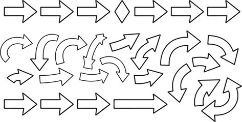 Mixed Arrow Designs – Straight, Curved and Decorative Direction Symbols Vector Set
