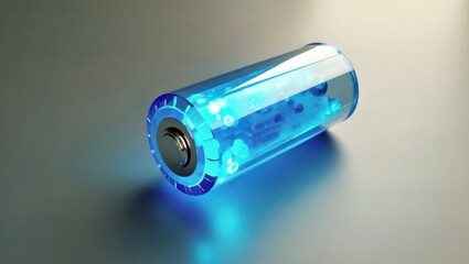Silicon Batteries. Blue futuristic battery glowing energy power techno
