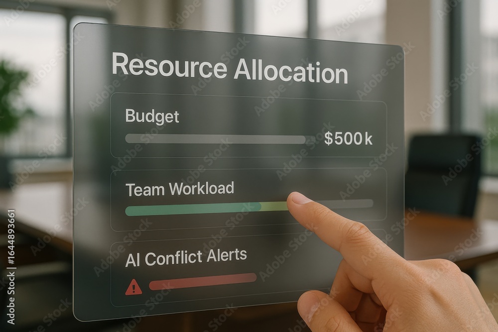 Aufkleber resource allocation dashboard with budget tracker, team workload and ai conflict alerts