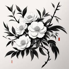 black and white floral background