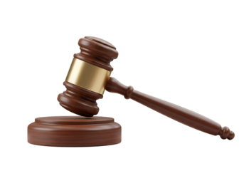 Gavel and Sound Block Symbol of Justice on transparent background