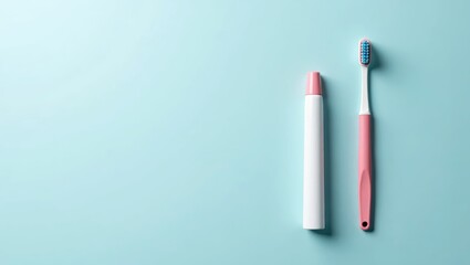 Travel Toothbrush. Pink toothbrush and white lipstick minimal beauty e