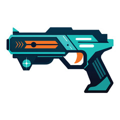 Futuristic Handgun: Teal and Black Sci-Fi Weapon Design