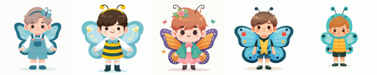 vector of a child in a butterfly costume