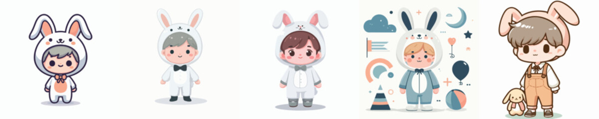 vector of a child in a rabbit costume