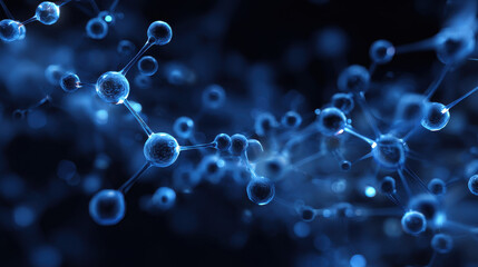 Abstract Scientific Background of Glowing Blue Molecular Bonds