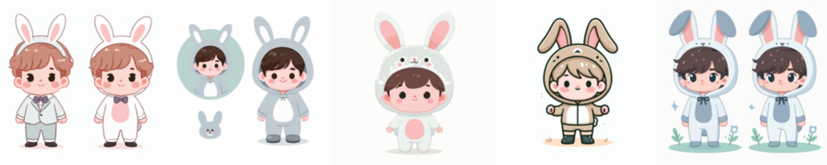 vector of a child in a rabbit costume