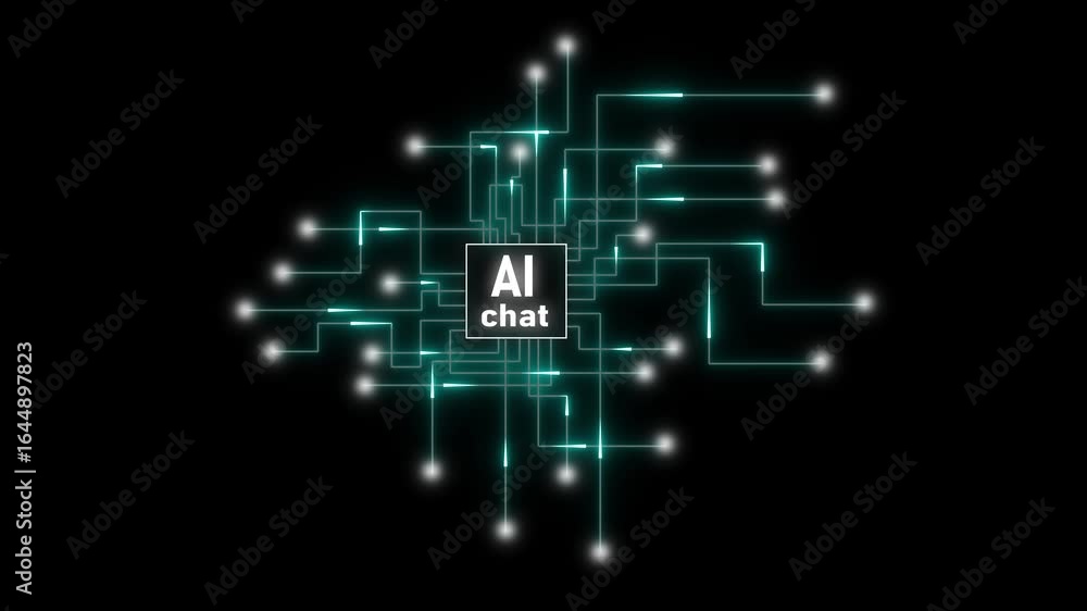 Poster ai chatbot technology abstract network digital circuit board glowing lines connections.ai chatbots a