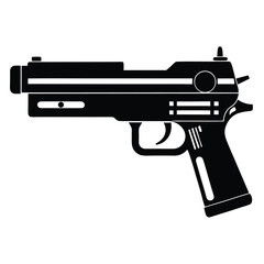 Black and White Silhouette of a Semi-Automatic Handgun