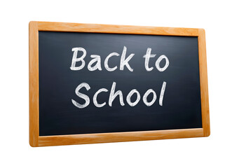 Obraz premium Back to school chalkboard with wooden frame on transparent background, PNG