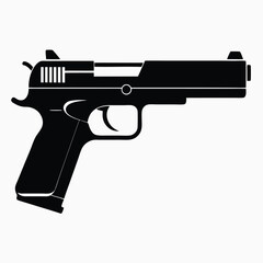 Silhouette of a Handgun: Black and White Weapon Illustration
