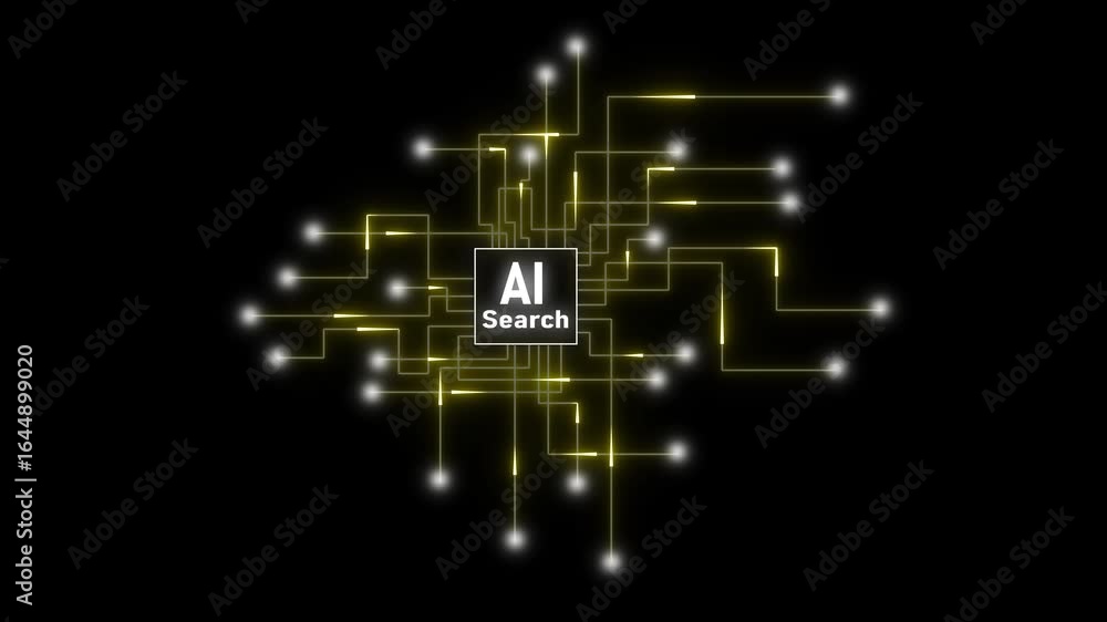 Poster ai search engine technology abstract animation futuristic network data processing digital. ai search