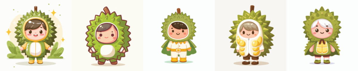 vector of a child wearing a durian costume