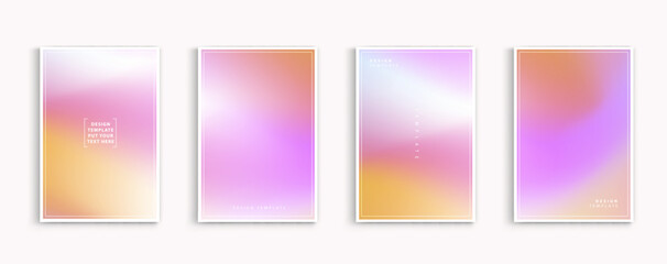 Pastel gradient backgrounds vector set. soft tender yellow, pink, white and blue colours abstract background for app, web design, webpages, banners, greeting cards. Vector design.