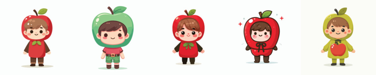 vector of a child wearing an apple costume