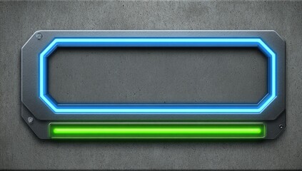 Metallic panel with glowing neon border