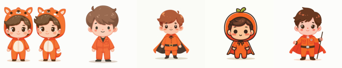 vector of a child in an orange costume