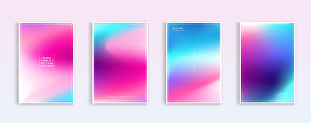 Gradient backgrounds vector set. soft tender orange, red, white and blue colours abstract background for app, web design, webpages, banners, greeting cards. vector design.