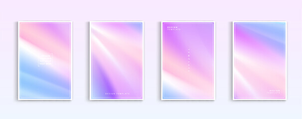 Naklejka premium Pastel gradient backgrounds vector set. soft tender green, pink, white and blue colours abstract background for app, web design, webpages, banners, greeting cards. Vector design.