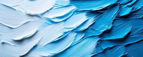 Tone Feeling Cold Abstract Blue and White Paint Texture with Dynamic Brush Strokes