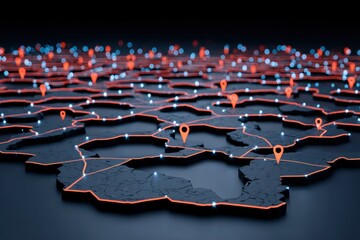 Obraz premium x-default 3D Map Rendering of Global Network and Connections