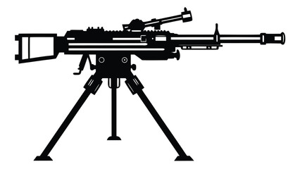 Line Drawing of a Machine Gun on Tripod
