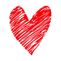  hand drawing red heart doodle illustration. 