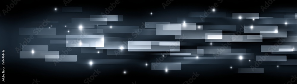 Poster futuristic abstract digital background illustration with glowing shiny squares and twinkling star fo