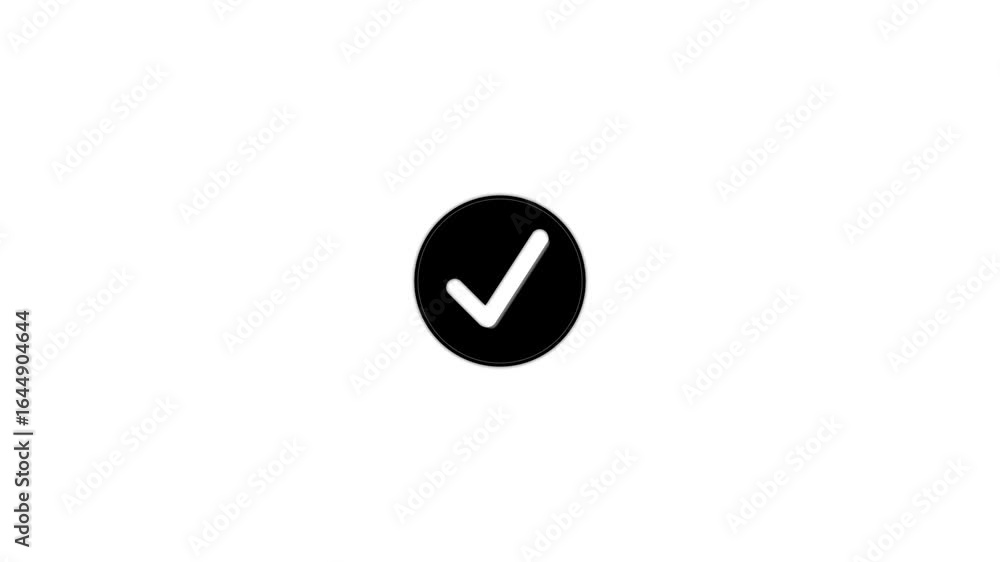 Poster check mark icon animation on white background, verification check mark icon.