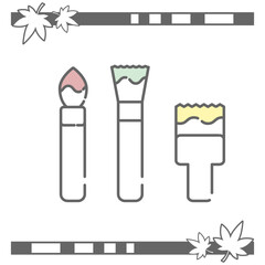 Minimal Set of Three Paintbrush Icons with Color Accents